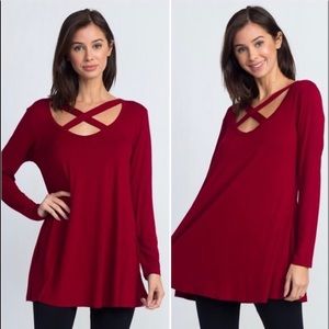 NWT front cross-cross tunic